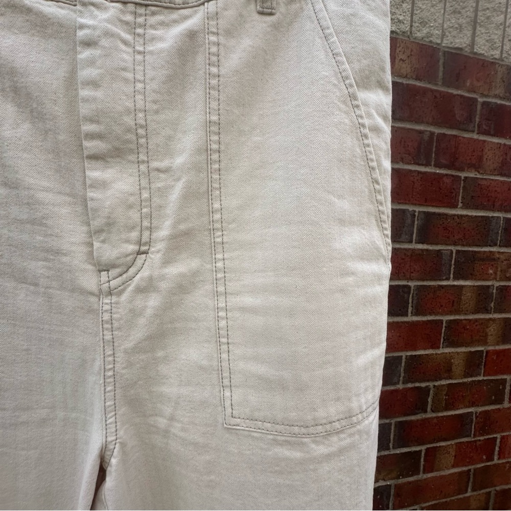 Free People Jean High-Rise Buckle Back Cream Wash Denim Wide Leg Street-Style 8 - Picture 6 of 15
